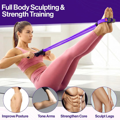 Pedal Resistance Band with Handle, 6 Tube Multifunction Foot Pedal Resistance Band, Arm & Waist Training Tummy Trimmer Ab Workout Equipment for Home Gym Men Women