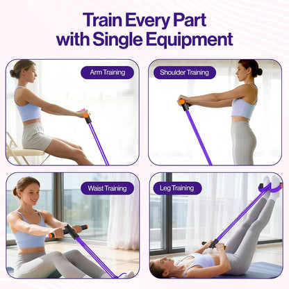 Pedal Resistance Band with Handle, 6 Tube Multifunction Foot Pedal Resistance Band, Arm & Waist Training Tummy Trimmer Ab Workout Equipment for Home Gym Men Women