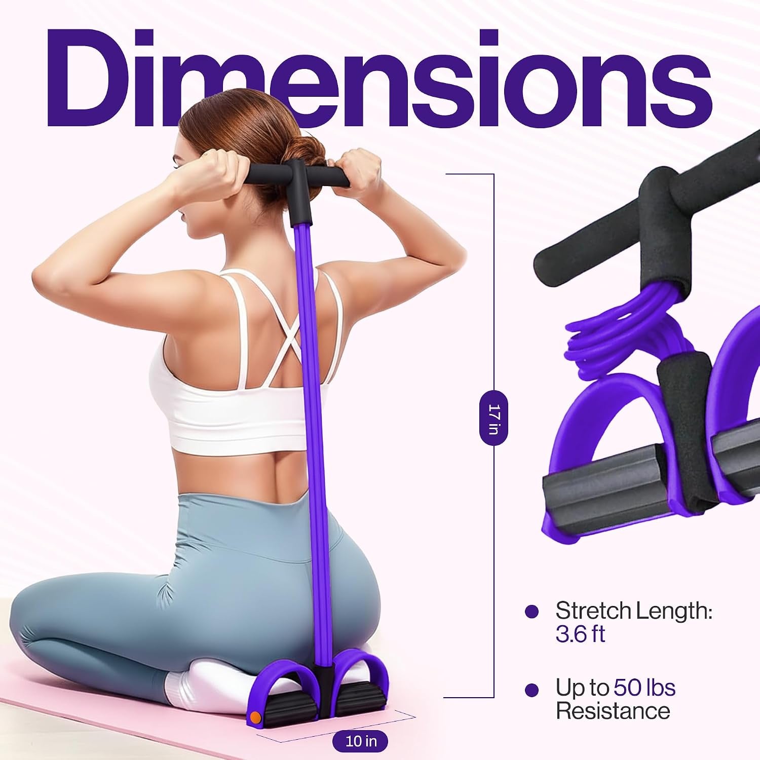 Pedal Resistance Band with Handle, 6 Tube Multifunction Foot Pedal Resistance Band, Arm & Waist Training Tummy Trimmer Ab Workout Equipment for Home Gym Men Women