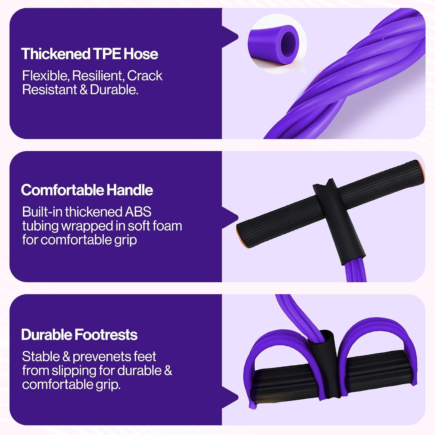 Pedal Resistance Band with Handle, 6 Tube Multifunction Foot Pedal Resistance Band, Arm & Waist Training Tummy Trimmer Ab Workout Equipment for Home Gym Men Women