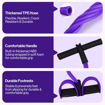 Pedal Resistance Band with Handle, 6 Tube Multifunction Foot Pedal Resistance Band, Arm & Waist Training Tummy Trimmer Ab Workout Equipment for Home Gym Men Women